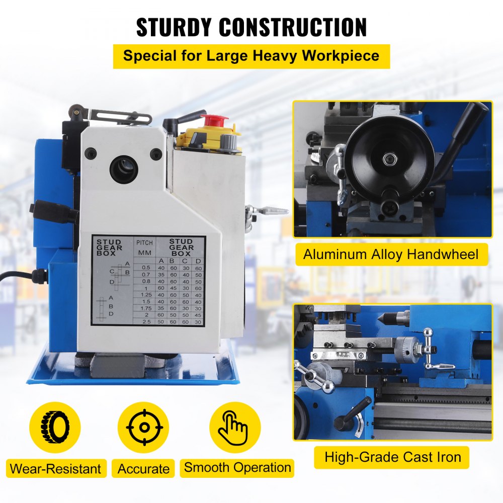 AMITOOLS Metal Lathe 7 x 12 Inch, Precision Mini Metal Lathe 2250 RPM 400W Variable Speed, Mini Lathe Precision Bench Top Metal Working Lathe for Various Types of Metal Turning