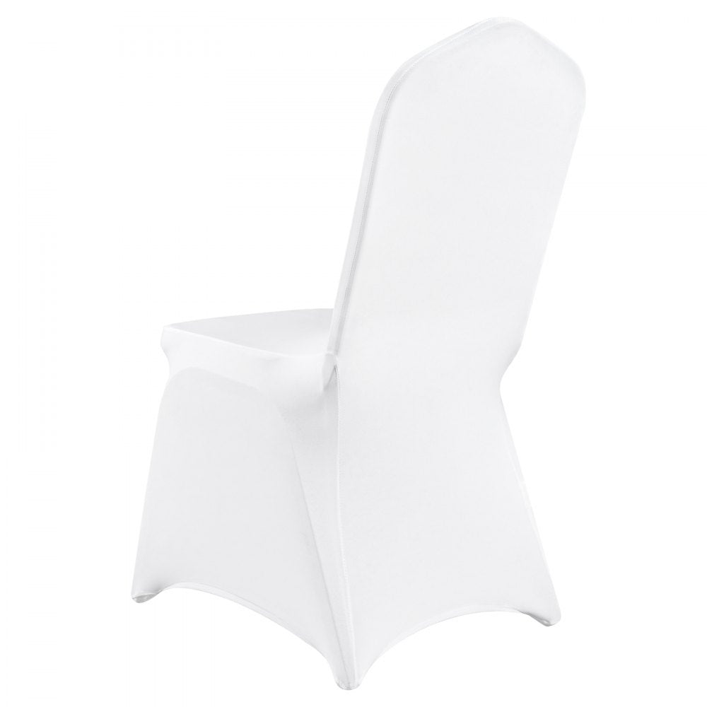 AMITOOLS Stretch Spandex Folding Chair Covers, Universal Fitted Arched Front Cover, Removable Washable Protective Slipcovers, for Wedding, Holiday, Banquet, Party, Celebration, Dining (100PCS White)