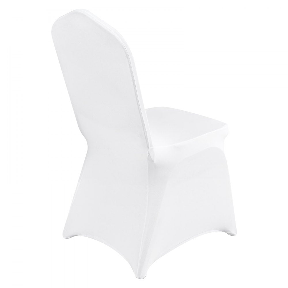 AMITOOLS Stretch Spandex Folding Chair Covers, Universal Fitted Arched Front Cover, Removable Washable Protective Slipcovers, for Wedding, Holiday, Banquet, Party, Celebration, Dining (100PCS White)