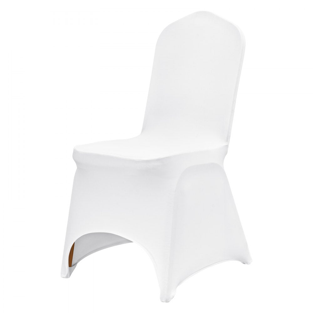 AMITOOLS Stretch Spandex Folding Chair Covers, Universal Fitted Arched Front Cover, Removable Washable Protective Slipcovers, for Wedding, Holiday, Banquet, Party, Celebration, Dining (100PCS White)