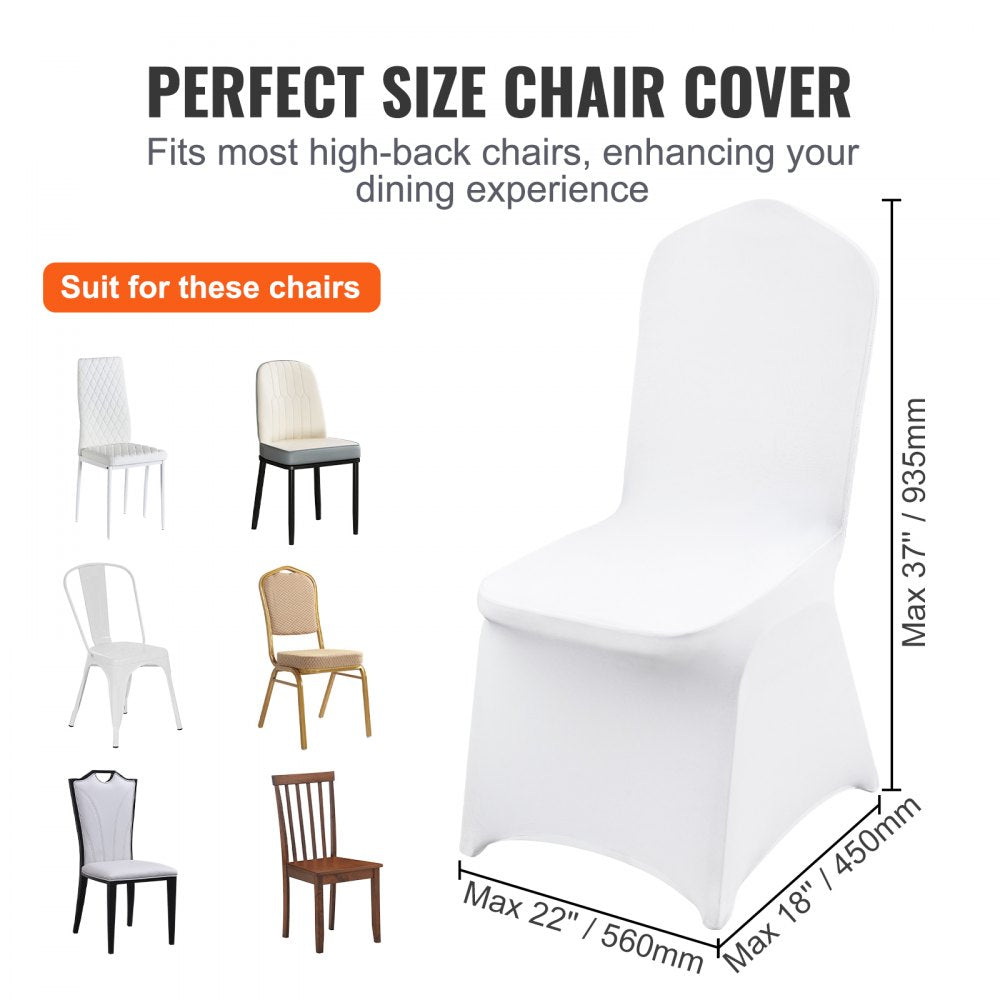 AMITOOLS Stretch Spandex Folding Chair Covers, Universal Fitted Chair Cover, Removable Washable Protective Slipcovers, for Wedding, Holiday, Banquet, Party, Celebration, Dining (100PCS White)