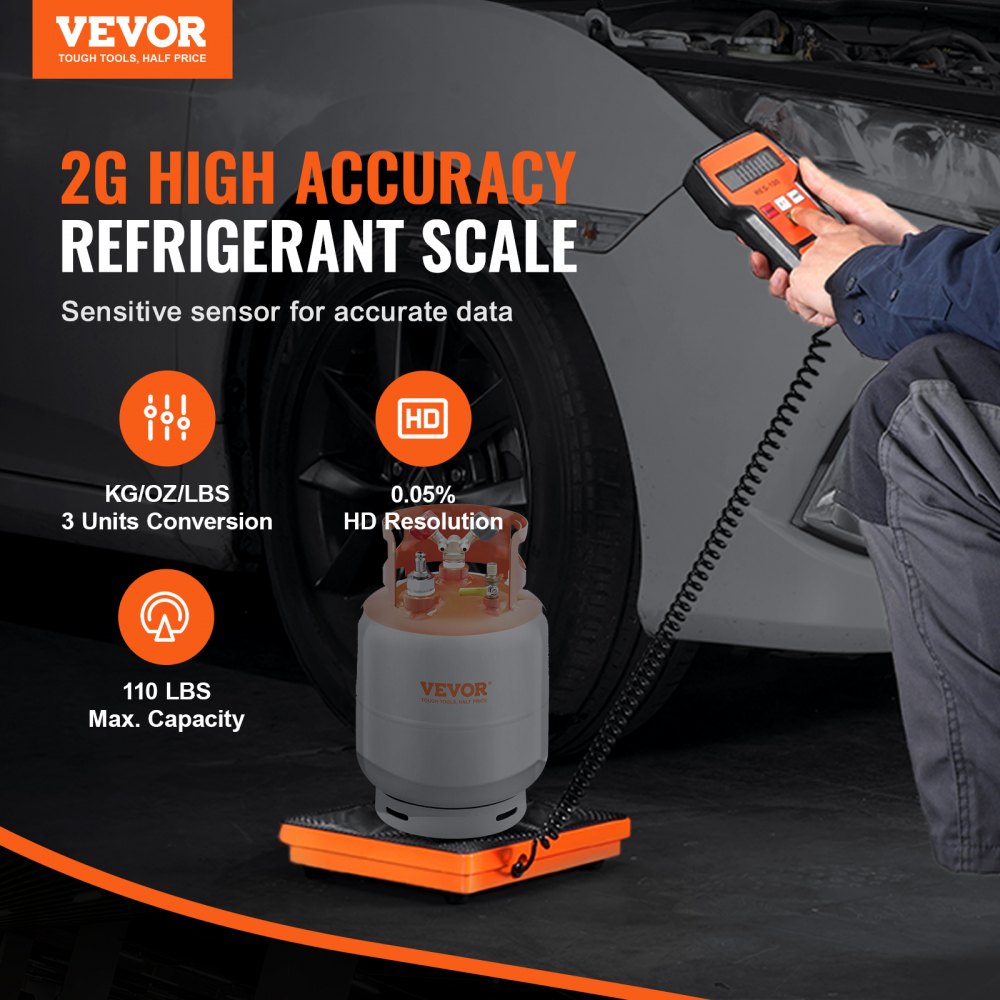 AMITOOLS Refrigerant Scale 110 LBS HAVC Charging Recovery Freon Scale, with Wired Remote Control, 2g High Precision Electronic Digital Recovery Weight Scale with Case and Dry Battery