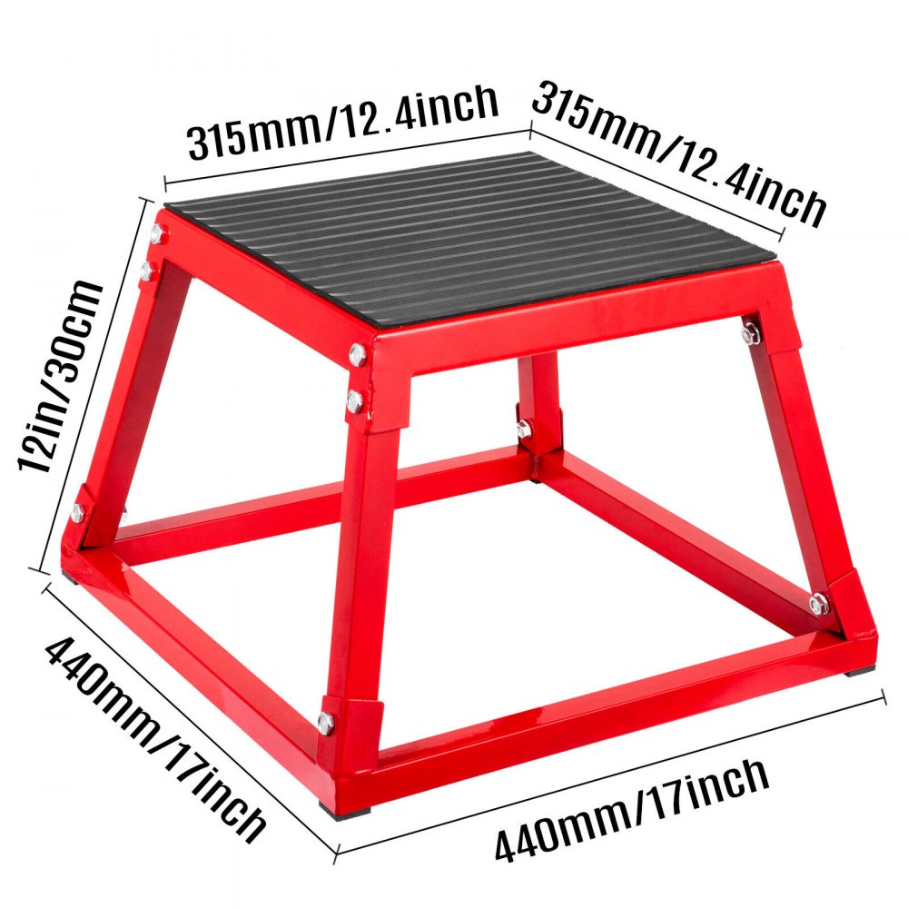 AMITOOLS Plyometric Platform Box Fitness Exercise Jump Box Step Plyometric Box Jump for Exercise Fit Training (12/18/24/Red) (12'' Height)