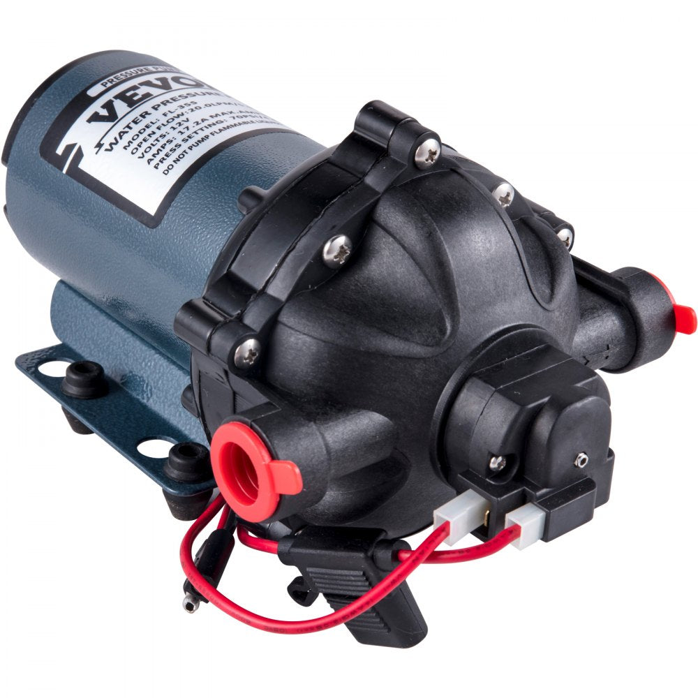 AMITOOLS RV Water Pump 5.3 GPM 5.5 Gallons Per Minute 12V Water Pump Automatic 70 PSI Diaphragm Pump with 25 Foot Coiled Hose Washdown Pumps for Boats Caravan Rv Marine Yacht