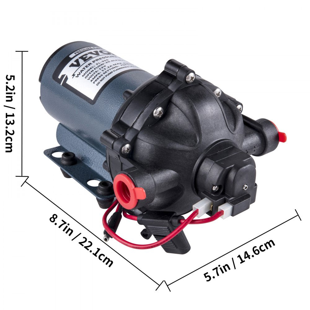 AMITOOLS RV Water Pump 5.3 GPM 5.5 Gallons Per Minute 12V Water Pump Automatic 70 PSI Diaphragm Pump with 25 Foot Coiled Hose Washdown Pumps for Boats Caravan Rv Marine Yacht