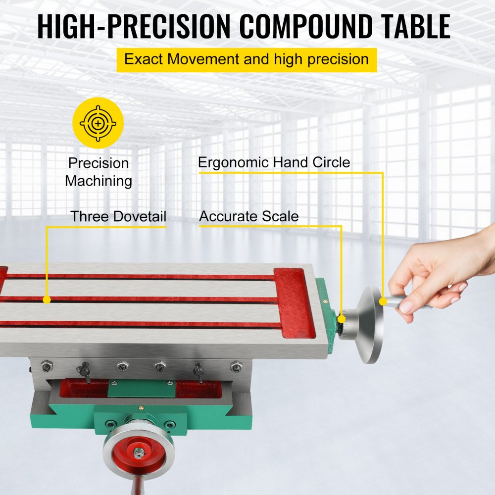 AMITOOLS Milling Working Table 17.7 X 6.7 Inch, Compound Milling Machine Work Table 2 Axis 4 Ways Move, Multifunction Milling Working Table Heavy-duty Structure,for Milling and Drilling Machine