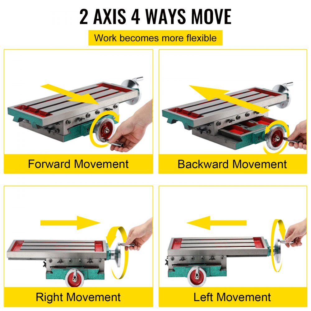 AMITOOLS Milling Working Table 17.7 X 6.7 Inch, Compound Milling Machine Work Table 2 Axis 4 Ways Move, Multifunction Milling Working Table Heavy-duty Structure,for Milling and Drilling Machine