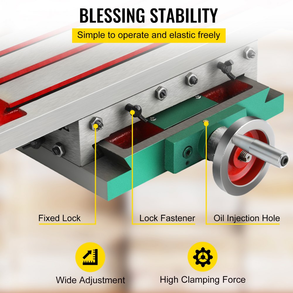 AMITOOLS Milling Working Table 17.7 X 6.7 Inch, Compound Milling Machine Work Table 2 Axis 4 Ways Move, Multifunction Milling Working Table Heavy-duty Structure,for Milling and Drilling Machine