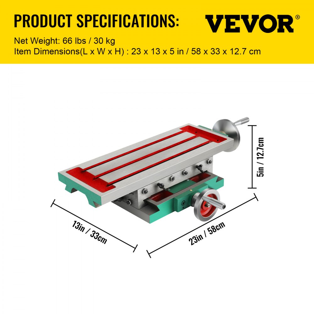 AMITOOLS Milling Working Table 17.7 X 6.7 Inch, Compound Milling Machine Work Table 2 Axis 4 Ways Move, Multifunction Milling Working Table Heavy-duty Structure,for Milling and Drilling Machine