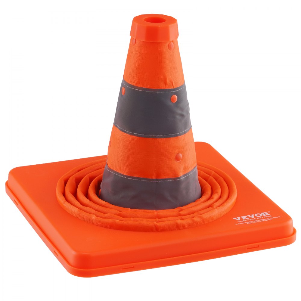 AMITOOLS Safety Cones, 2 Pack 18 inch Collapsible Traffic Cones, Construction Cones with Reflective Collars, Wide Base and A Storage Bag, for Traffic Control, Driving Training, Parking Lots