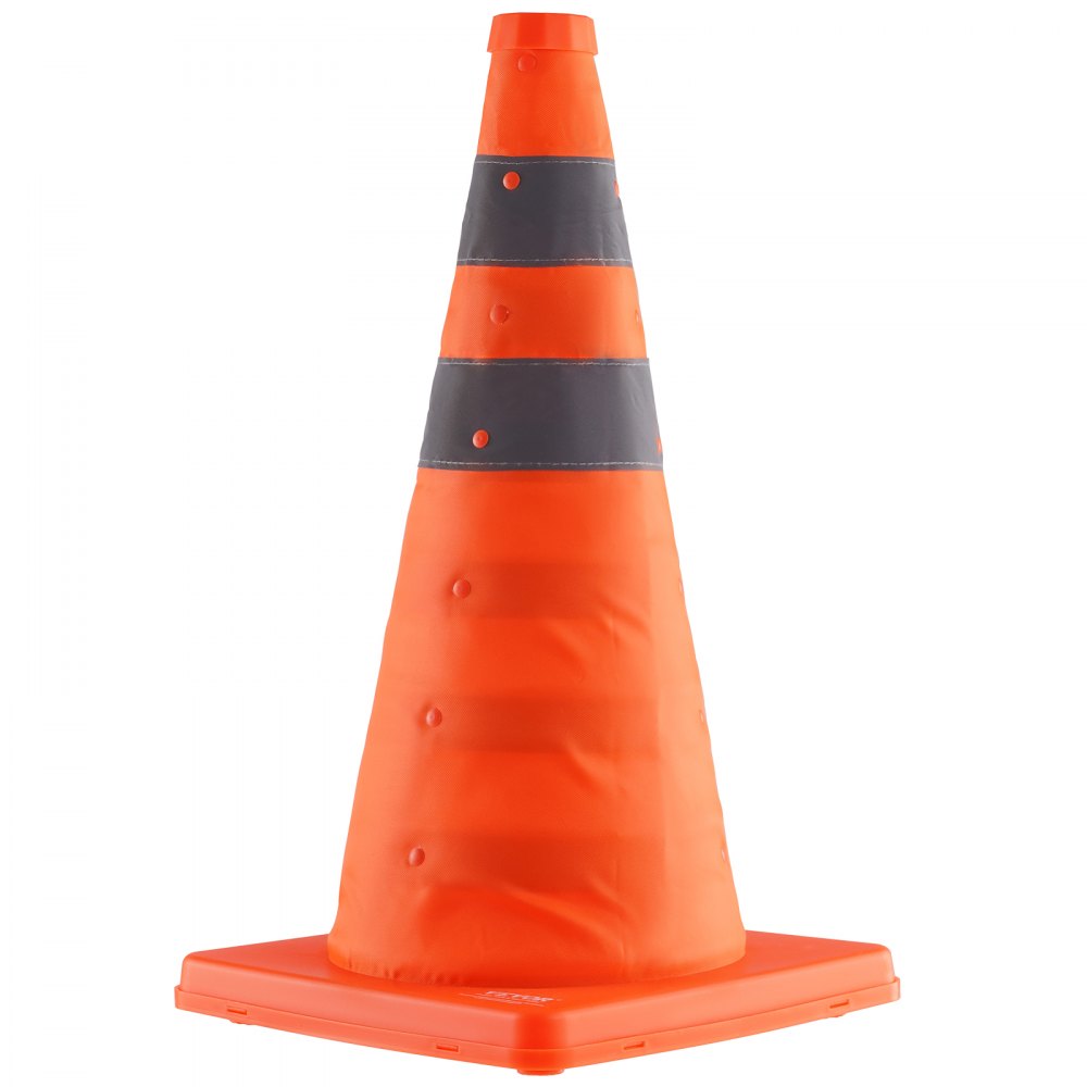 AMITOOLS Safety Cones, 2 Pack 18 inch Collapsible Traffic Cones, Construction Cones with Reflective Collars, Wide Base and A Storage Bag, for Traffic Control, Driving Training, Parking Lots