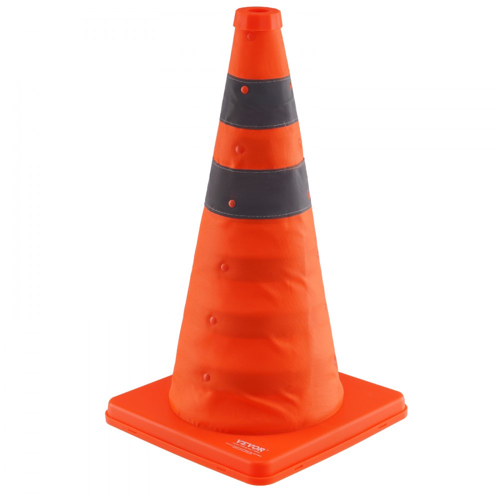 AMITOOLS Safety Cones, 2 Pack 18 inch Collapsible Traffic Cones, Construction Cones with Reflective Collars, Wide Base and A Storage Bag, for Traffic Control, Driving Training, Parking Lots