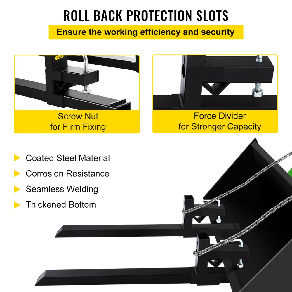 AMITOOLS Pallet Forks 2000 Lbs Clamp On Tractor Bucket Forks 46.9