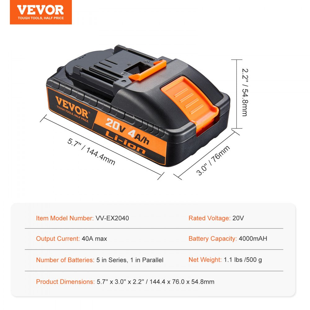 AMITOOLS 20V 4.0Ah Lithium-Ion Battery - High-Capacity Replacement Battery Pack for Power Tools Batteries, Compatible with 20V Cordless Power Tools