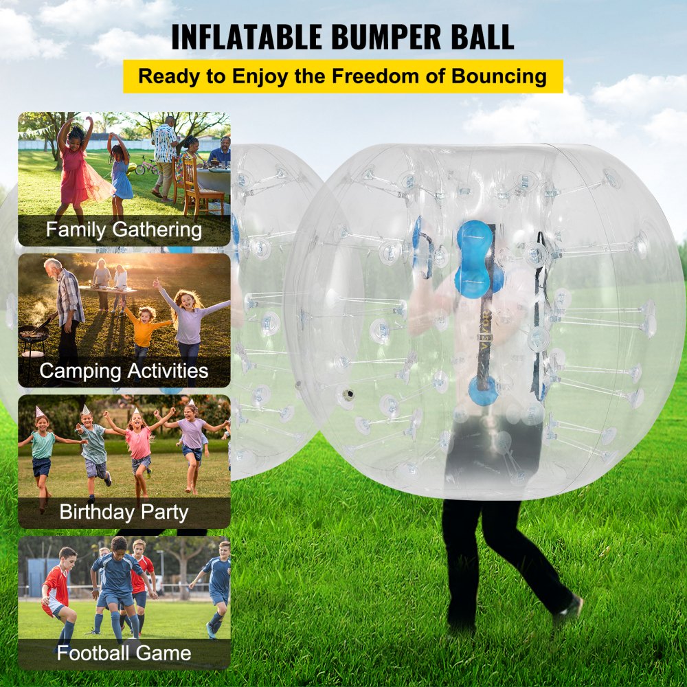 AMITOOLS 2PCS Inflatable Bumper Ball 4 FT / 1.2M Diameter, Bubble Soccer Ball, Blow It Up in 5 Min, Inflatable Zorb Ball for Adults or Children (4 FT, Transparent)