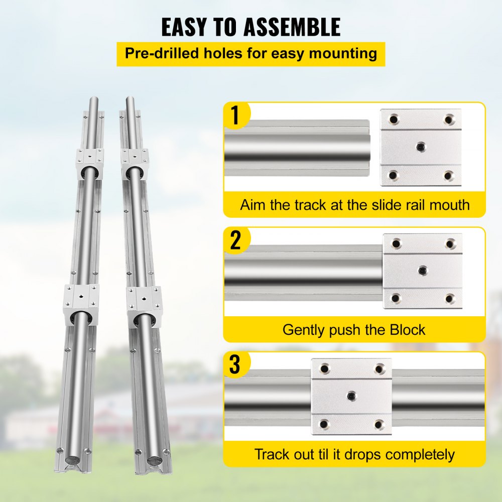 AMITOOLS Linear Rail, 2PCS SBR16-800mm, Linear Slide Guide 2 PCS Rail, 4 PCS SBR16UU Bearing Block for Automated Machines and Equipments