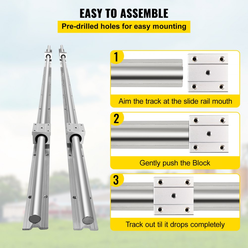 AMITOOLS Linear Rail SBR20-1800mm 2 Linear Slide Guide with 4 SBR20UU Bearing Block