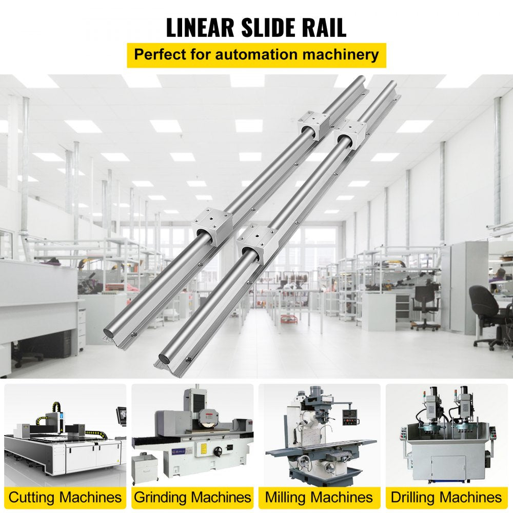 AMITOOLS Linear Rail 2 Set SBR 25-1200mm 2 Linear Rail Guide and 4SBR25UU Bearing Block Fully Supported Shaft Rod