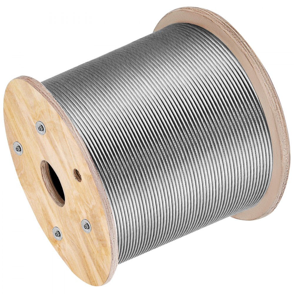 AMITOOLS T316 Stainless Steel Cable, 1/8'' x 1000 ft, Braided Aircraft Wire Rope with 1x19 Strands Construction, 2100 lbs Breaking Strength, for Deck Railing Stair Handrail Balusters Porch Fence