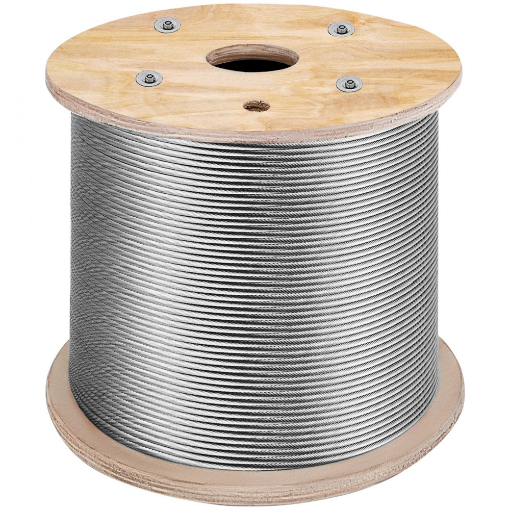 AMITOOLS T316 Stainless Steel Cable, 1/8'' x 1000 ft, Braided Aircraft Wire Rope with 1x19 Strands Construction, 2100 lbs Breaking Strength, for Deck Railing Stair Handrail Balusters Porch Fence