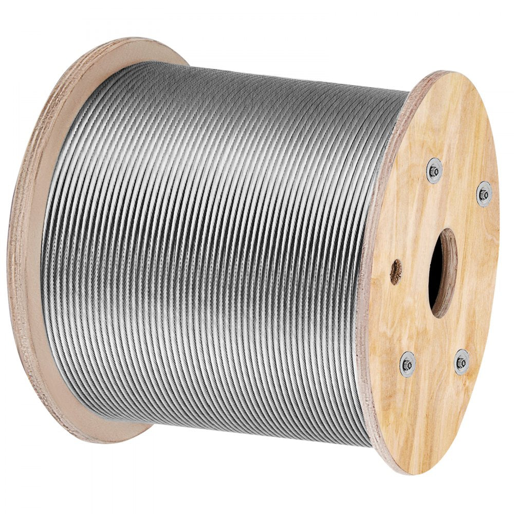 AMITOOLS T316 Stainless Steel Cable, 1/8'' x 1000 ft, Braided Aircraft Wire Rope with 1x19 Strands Construction, 2100 lbs Breaking Strength, for Deck Railing Stair Handrail Balusters Porch Fence