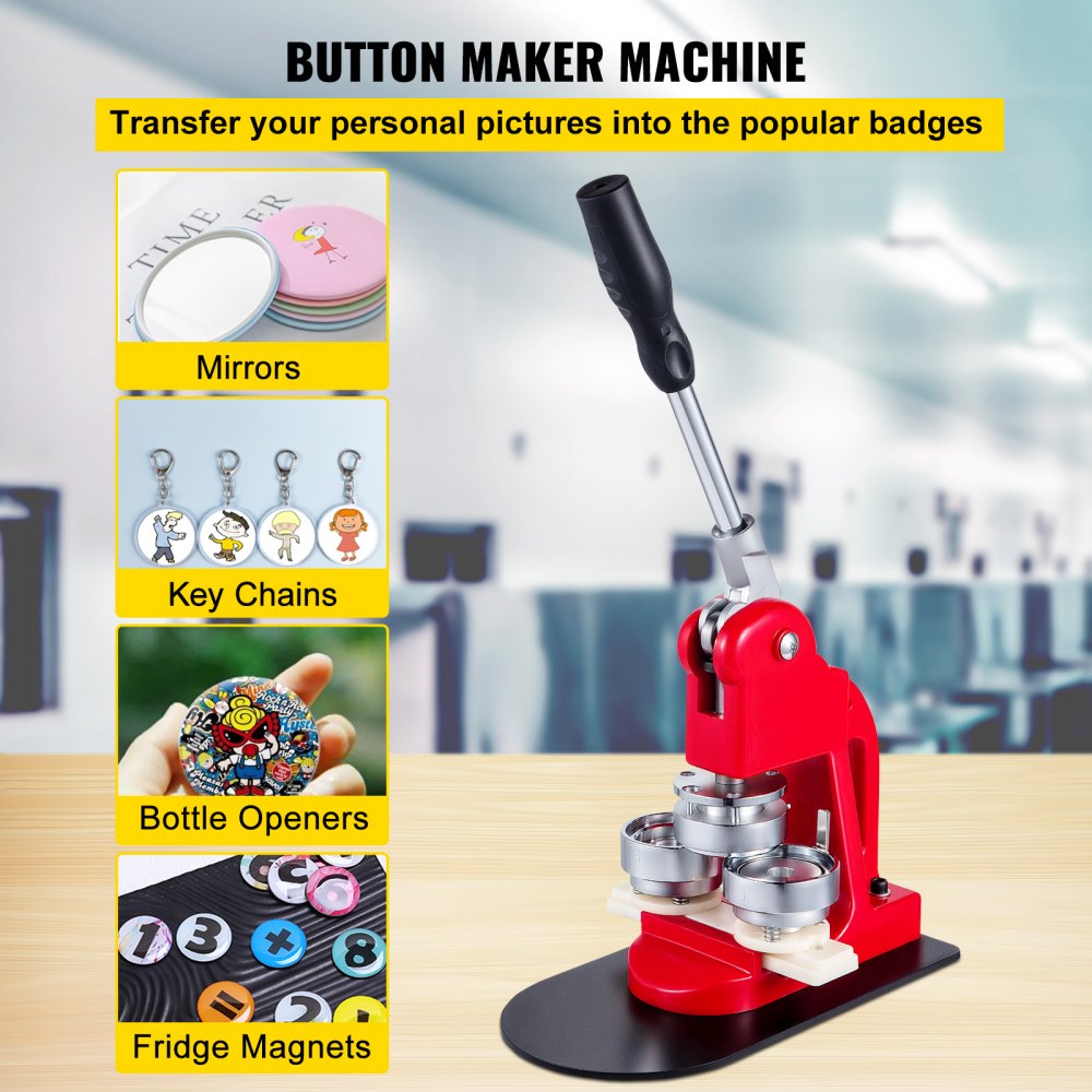 AMITOOLS Button Maker 2.28 Button and Badge Maker Machine Button Maker Press Punch Press Machine with 500 Buttons 58mm(500pcs)