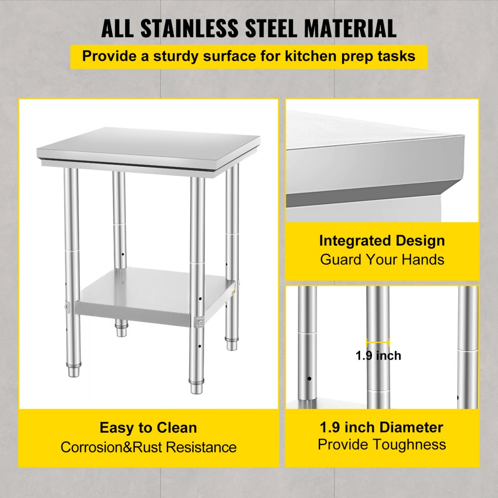 AMITOOLSStainless Steel Commercial Kitchen Work Food Prep Table 24