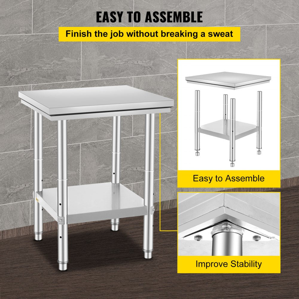 AMITOOLSStainless Steel Commercial Kitchen Work Food Prep Table 24