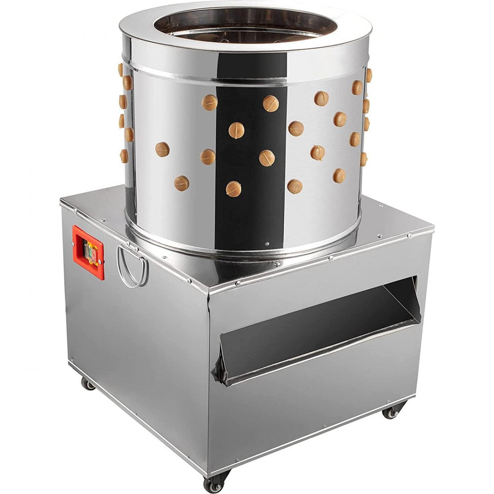 AMITOOLS Chicken Poultry Plucker 2200W 240R/min Turkey Chicken Poultry Plucking Machine 23.5inch Barrel Diameter Stainless Steel Feather Plucking Machine with Wheels Defeather Hair Removal Machine