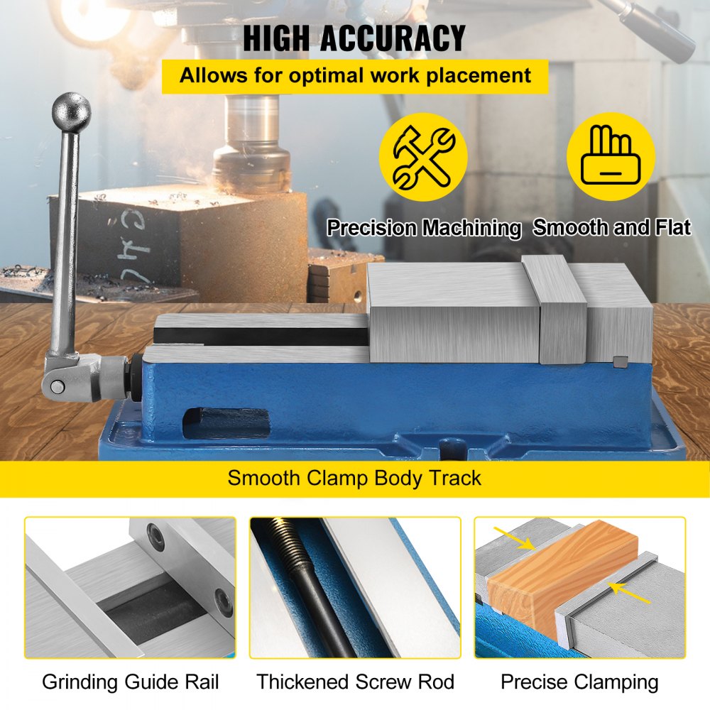 AMITOOLS 6 Inch ACCU Lock Down Vise Precision Milling Vice 6 Inch Jaw Width Drill Press Vise Milling Drilling Machine Bench Clamp Clamping Vice (6\'\')