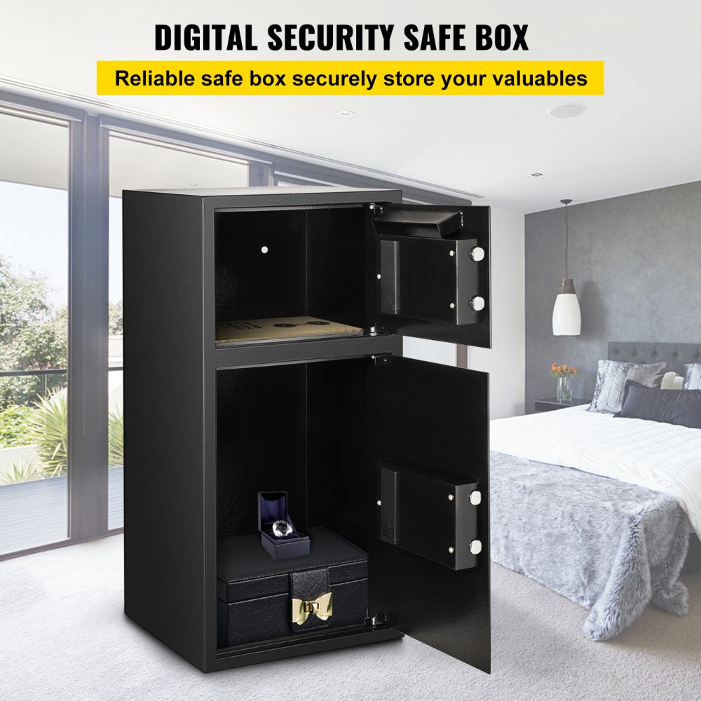 AMITOOLS Large Double Door Security Safe Box 2.6 Cubic Feet Steel Safe Box Strong Box with Digital Lock for Money Gun Jewelry Black