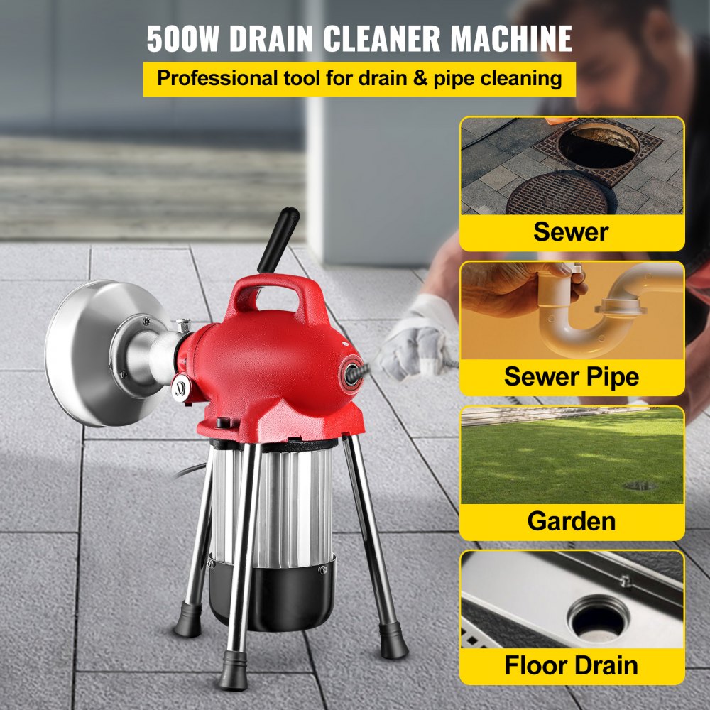 AMITOOLSDrain Cleaning Machine 500 Watt Sectional Drain Cleaner 75' x 5/8