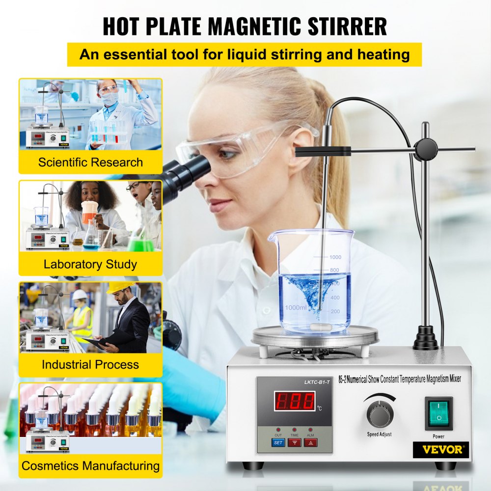 AMITOOLSMagnetic Stirrer with Heating Plate 85-2 Hotplate mixer 110V Digital Display