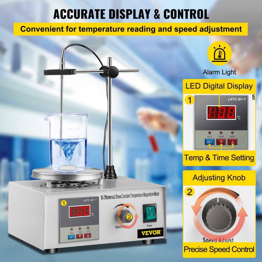 AMITOOLSMagnetic Stirrer with Heating Plate 85-2 Hotplate mixer 110V Digital Display