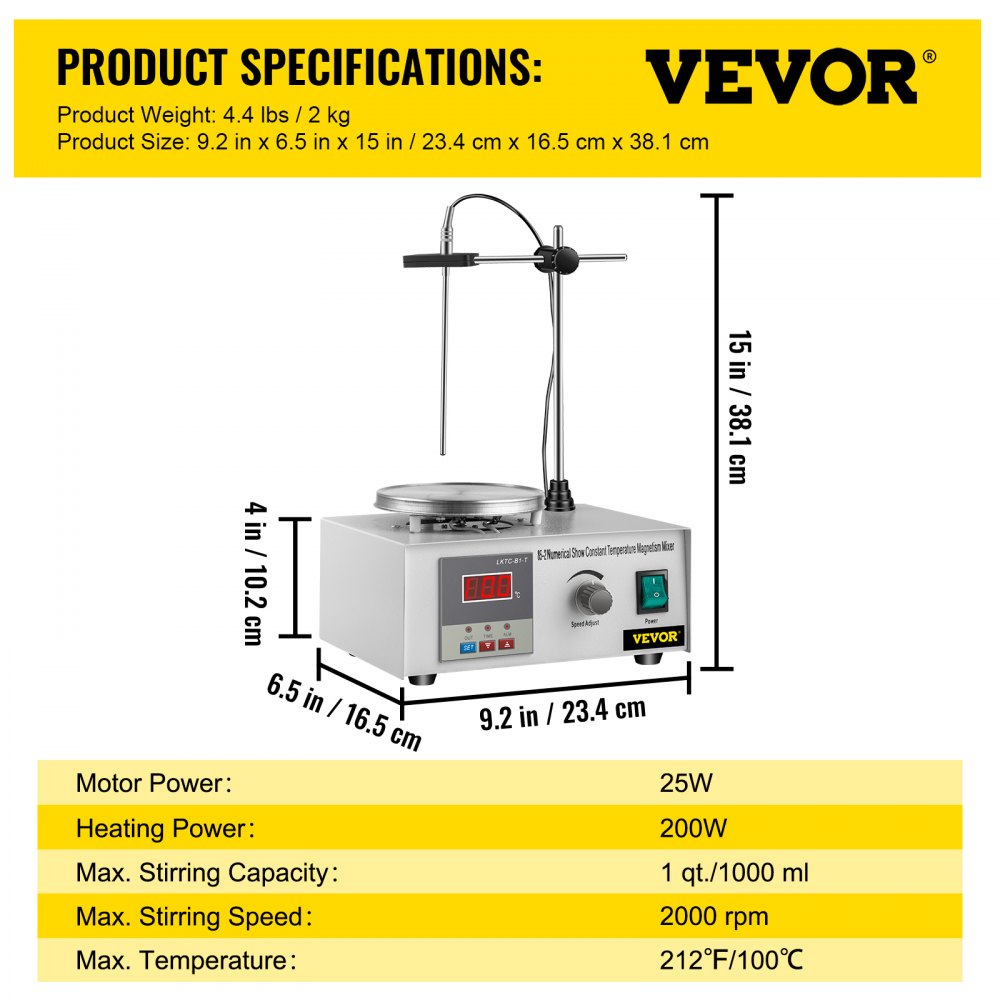 AMITOOLSMagnetic Stirrer with Heating Plate 85-2 Hotplate mixer 110V Digital Display