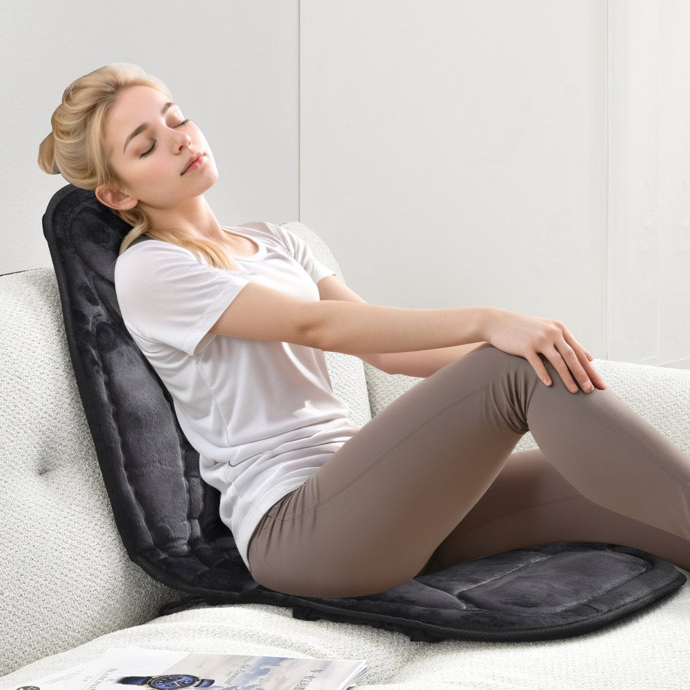 AMITOOLS Massage Seat Cushion with Heat, 10 Vibration Motor Seat Massage Pad, Vibrating Massage Chair Mat with 5 Modes & 4 Intensities, 3 Heating Pads for Home Office, Fatigue Relief for Back, Hip, Thigh