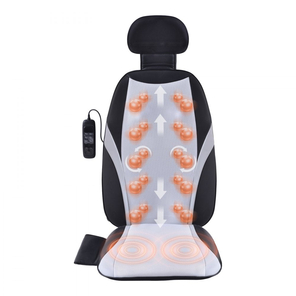 AMITOOLS Shiatsu Back Massager with Heat, Massage Seat Cushion with 2-Group Back Shiatsu Rollers and 2 Seat Vibration Motors, Fatigue Relief Seat Massage Chair Pad with 5 Vibration Modes for Home Office