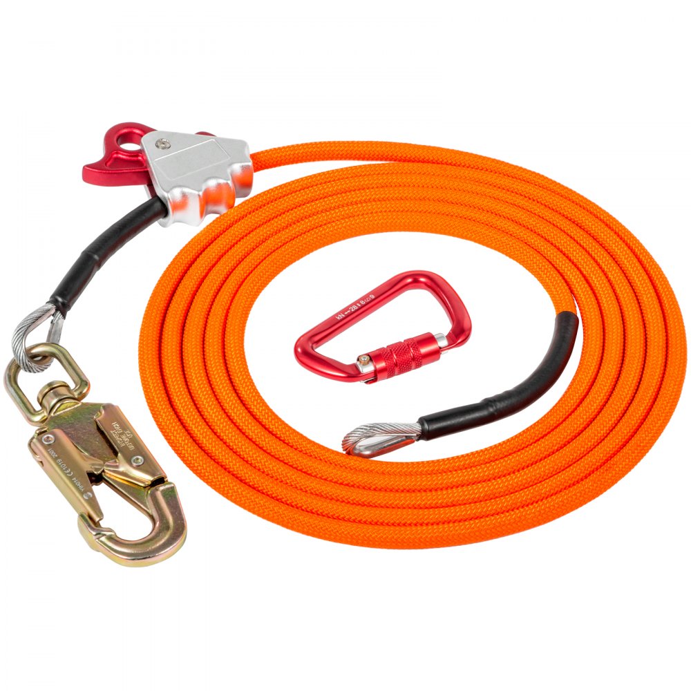 AMITOOLS Flip Line 5/8 Inch, Wire Core Flipline 8 ft, Wire Core Flip Line Kit with Triple Lock Carabiner Adjuster, Steel Swivel Snap, Climbing Flipline for Fall Protection, Arborist, Tree Climbers