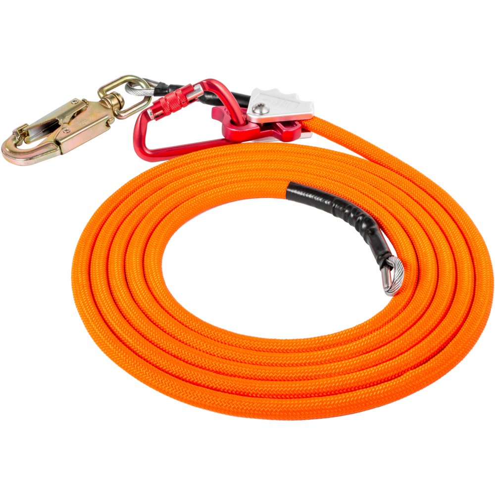 AMITOOLS Flip Line 5/8 Inch, Wire Core Flipline 8 ft, Wire Core Flip Line Kit with Triple Lock Carabiner Adjuster, Steel Swivel Snap, Climbing Flipline for Fall Protection, Arborist, Tree Climbers