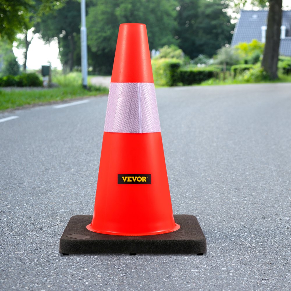 AMITOOLS Safety Cones, 18 in/45 cm Height, 5 PCS PVC Orange Traffic Cone with Reflective Collar and Black Weighted Base, Used for Traffic Control, Driveway Road Parking and School Improvement