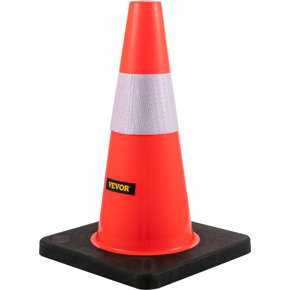 AMITOOLS Safety Cones, 18 in/45 cm Height, 5 PCS PVC Orange Traffic Cone with Reflective Collar and Black Weighted Base, Used for Traffic Control, Driveway Road Parking and School Improvement