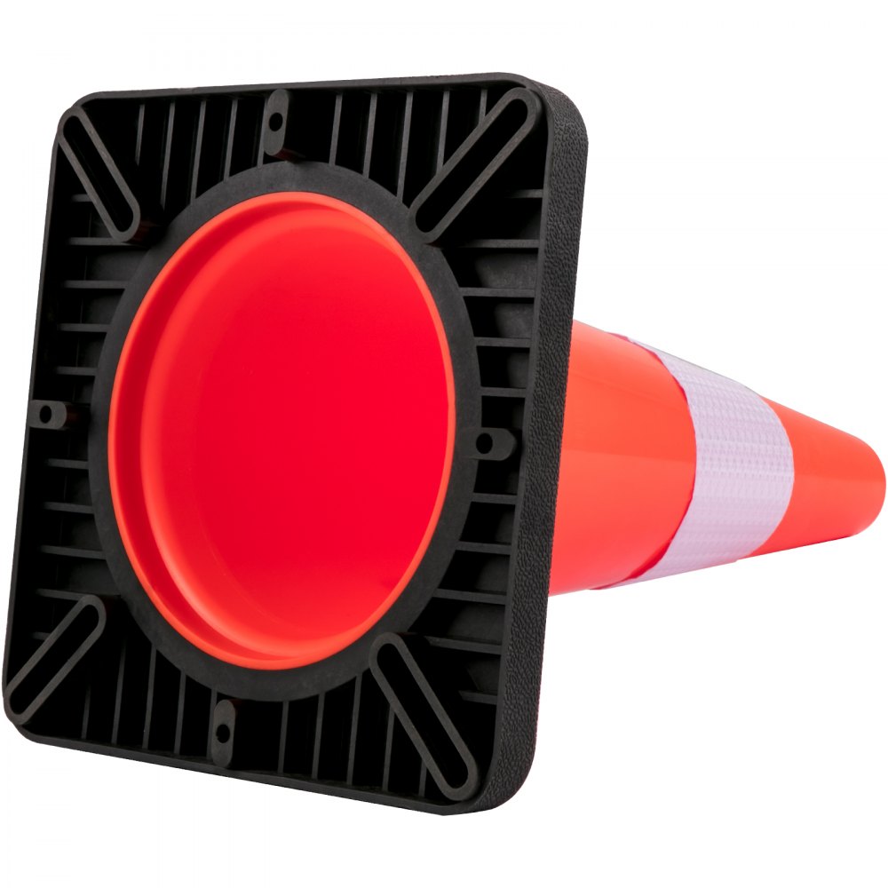 AMITOOLS Safety Cones, 18 in/45 cm Height, 5 PCS PVC Orange Traffic Cone with Reflective Collar and Black Weighted Base, Used for Traffic Control, Driveway Road Parking and School Improvement