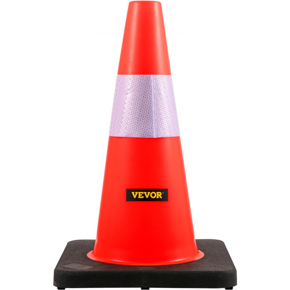 AMITOOLS Safety Cones, 18 in/45 cm Height, 5 PCS PVC Orange Traffic Cone with Reflective Collar and Black Weighted Base, Used for Traffic Control, Driveway Road Parking and School Improvement