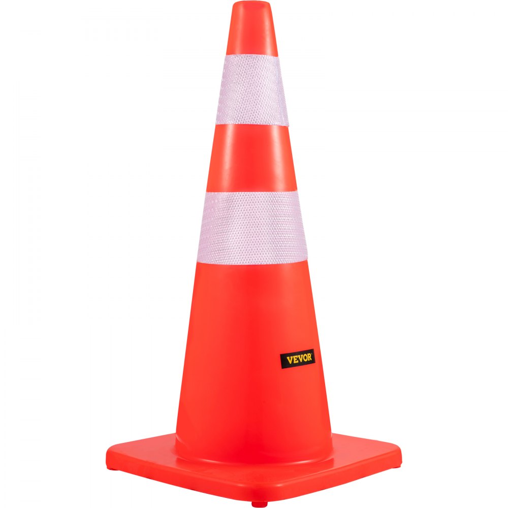 AMITOOLS Safety Cones, 28 in/73 cm Height, 10 PCS PVC Orange Traffic Cone with 2 Reflective Collars and Weighted Base, Used for Traffic Control, Driveway Road Parking and School Improvement