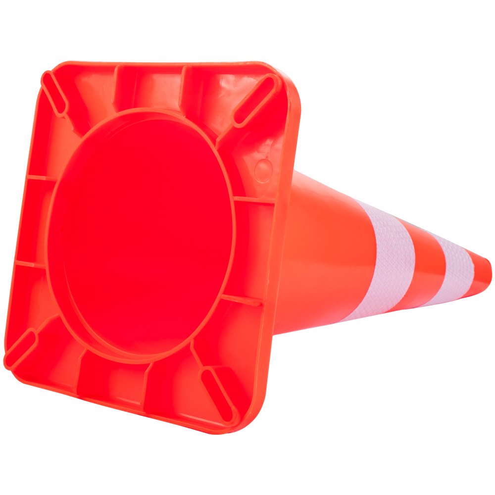 AMITOOLS Safety Cones, 28 in/73 cm Height, 10 PCS PVC Orange Traffic Cone with 2 Reflective Collars and Weighted Base, Used for Traffic Control, Driveway Road Parking and School Improvement