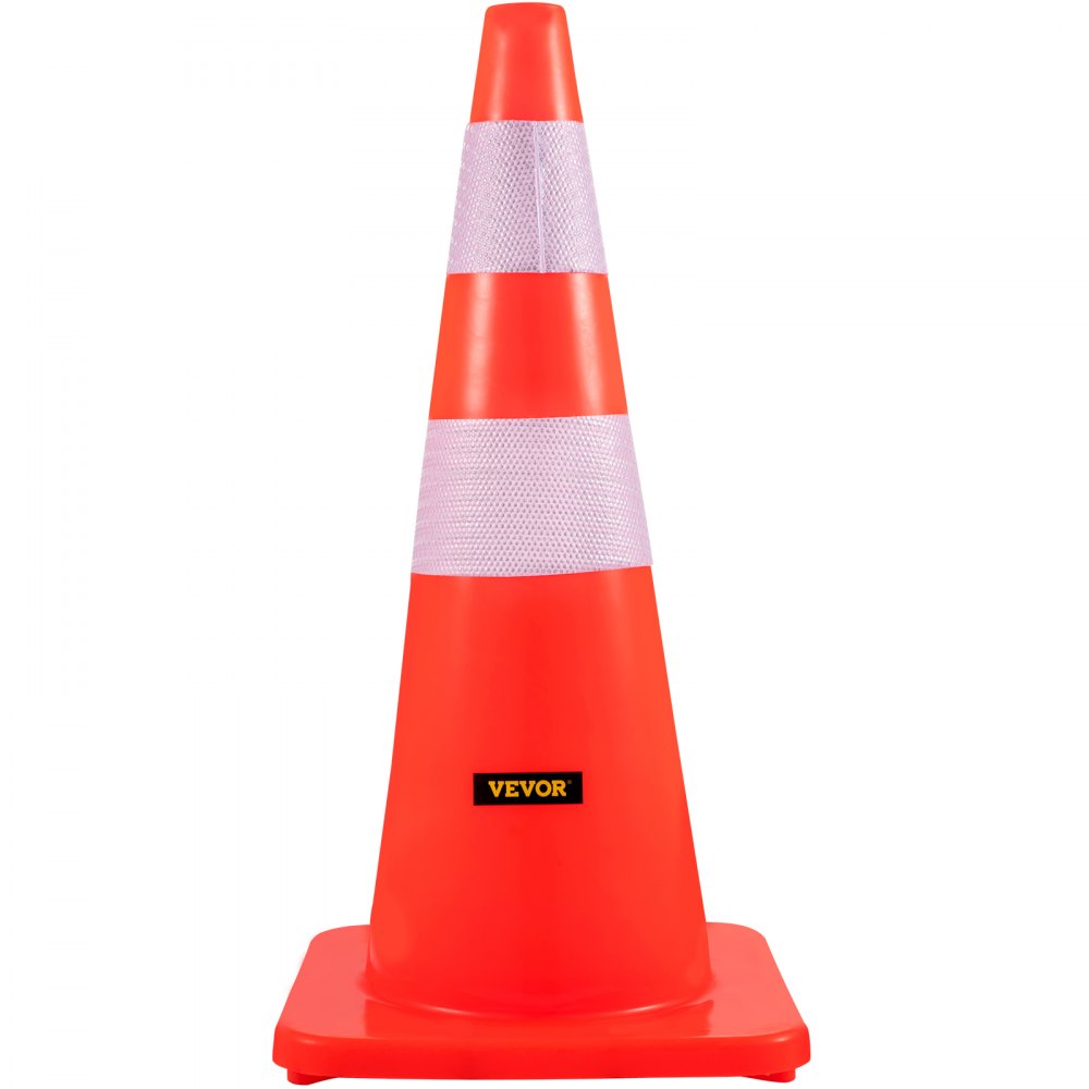 AMITOOLS Safety Cones, 28 in/73 cm Height, 10 PCS PVC Orange Traffic Cone with 2 Reflective Collars and Weighted Base, Used for Traffic Control, Driveway Road Parking and School Improvement