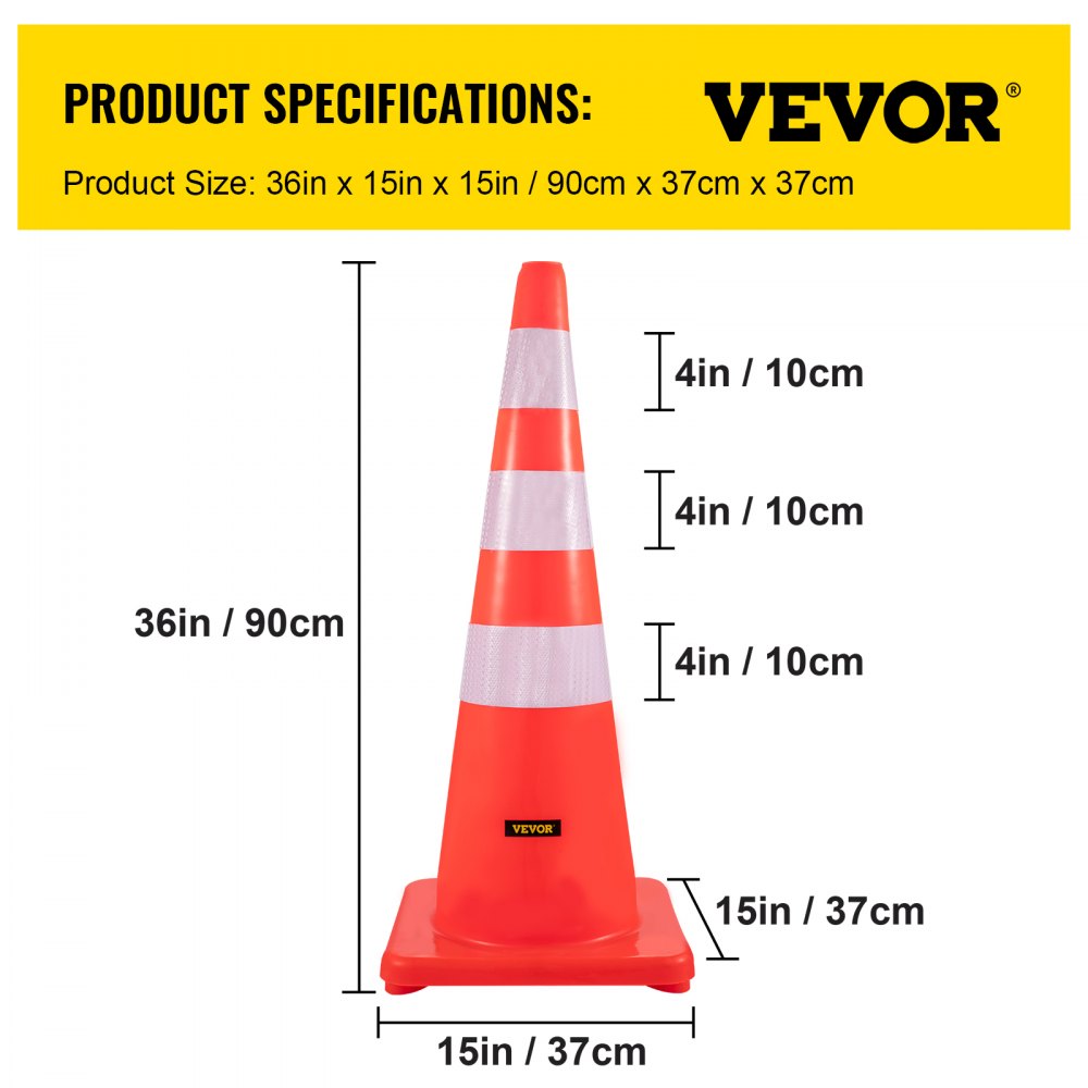 AMITOOLS Safety Cones, 6 x 36