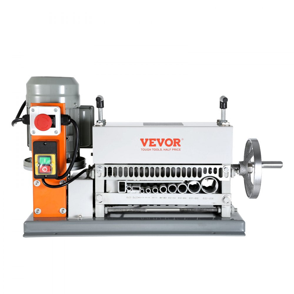 AMITOOLS Automatic Wire Stripping Machine, 0.06''-1.42'' Electric Motorized Cable Stripper, 370 W, 88 ft/min Wire Peeler with An Extra Manual Crank, 11 Channels for Scrap Copper Recycling