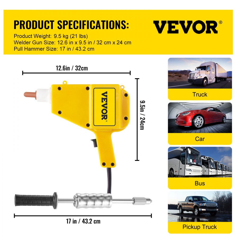 AMITOOLS Auto Body Dent Repair Kit Stud Welder Kit 800VA Stud Dent Puller Spot