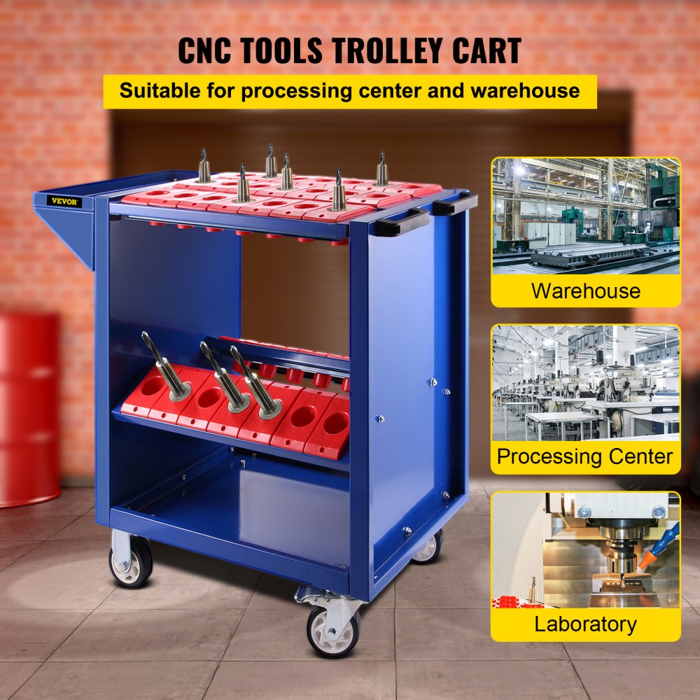 AMITOOLS Tool Cart 40 Taper Tool Holder CNC Tool Cart 35 Capacity CAT40 BT40 Service Carts with Wheels Heavy Duty (BT40 35 Capacity)